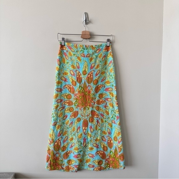 ZARA-PAISLEY Floral Tie Waist Detail Midi Skirt (Size:Small) - Picture 2 of 11